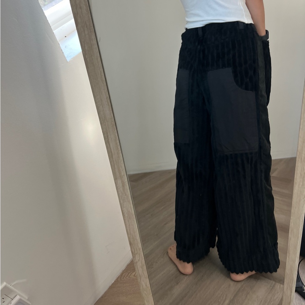 Somewhere nowhere S Black Textured Wide-Leg Pants - Picture 7 of 8